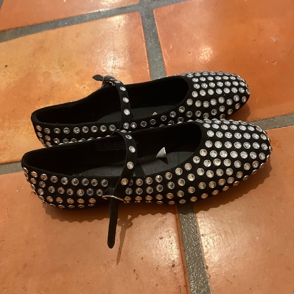 A New Day Issa Rhinestone Mary Jane Flats 7.5 | Black Ballet | Retail $39.99